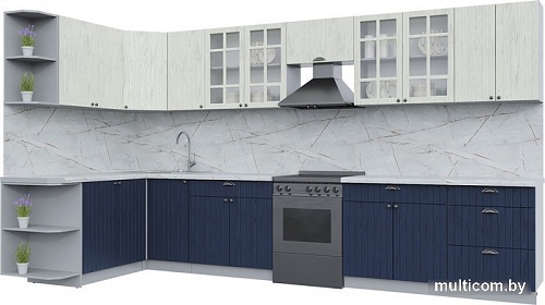 Готовая кухня Интерлиния Берес 1.7x2.7 правая (дуб снежный/дуб королевский/серый каспий)