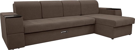 Сириус Лидер-13 с оттоманкой ППУ 330x165 (Eva 26 велюр коричневый)