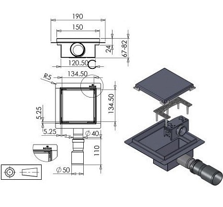 Трап/канал Roxen Supra Black 91050-60