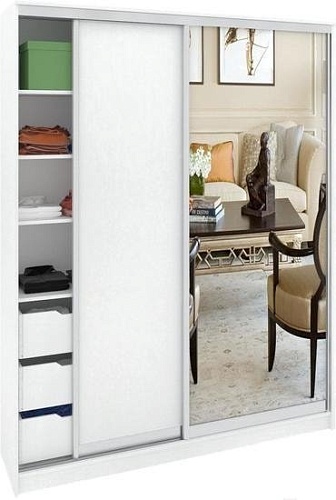 Кортекс-мебель Сенатор ШК11-45 Классика ДСП с зеркалом (белый)