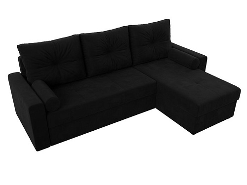 Угловой диван Mio Tesoro Верона лайт правый (микровельвет, черный)