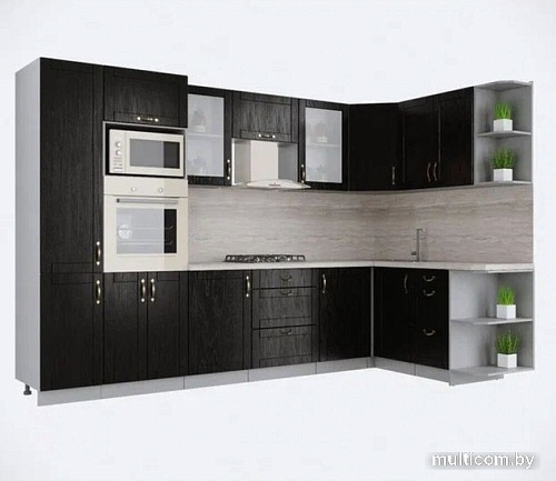 Готовая кухня Интерлиния Мила Крафт 1.68x3.2 правая (дуб английский)