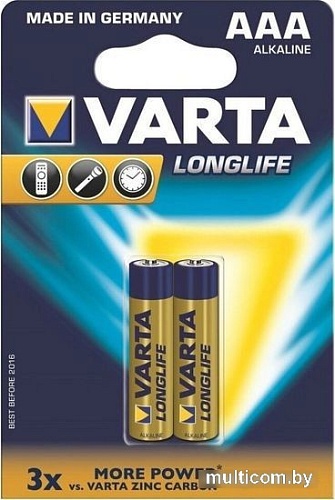 Батарейка Varta Longlife ААА1 5V 4008496807802 12 шт