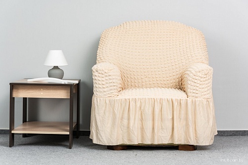 Комплект чехлов для дивана и кресла Софатэкс Стандарт КПО-5 (с оборкой ваниль)