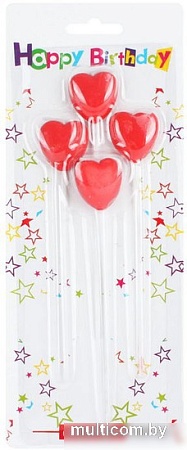 Набор свечей для торта Darvish Сердечки DV-H-1277 4шт