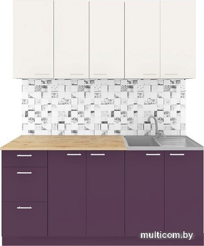 Готовая кухня Агута Альфа 1.6/60 (виола/сатин/дуб бунратти)