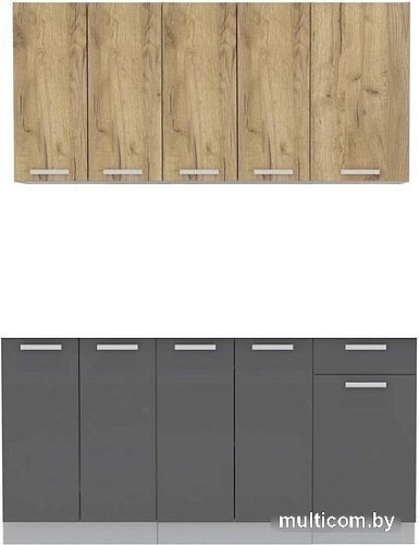 Готовая кухня Интерлиния Мила Лайт 1.6-60 без столешницы (дуб золотой/антрацит)