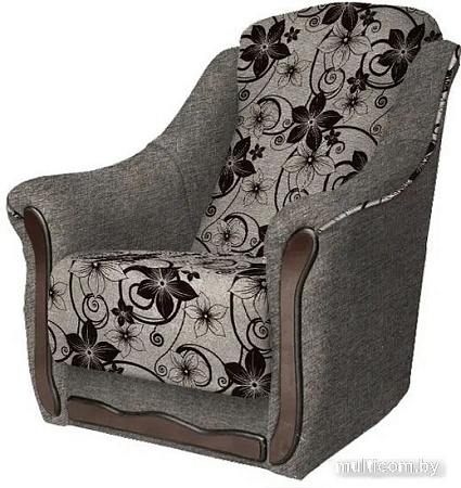 Интерьерное кресло Асмана Анна (рогожка цветок крупн коричневый/рогожка бежевый)