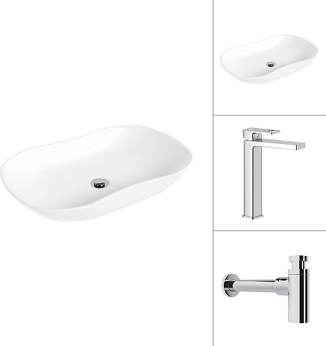 Умывальник Lauter 21570 + Cascade 21СК0655C с сифоном 21635CH (хром)