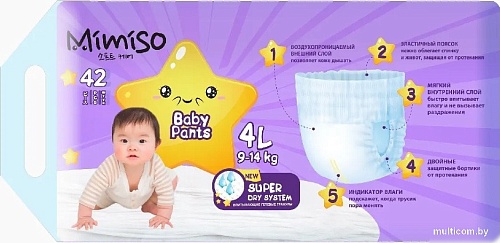 Трусики-подгузники Mimiso 4 L 9-14 кг (42 шт)