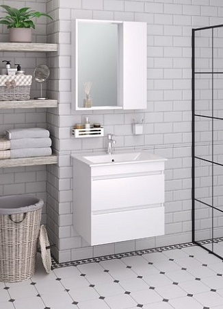 Runo Тумба с умывальником Runo Манхэттен 65 + Оскар 65 (подвесная, белый)