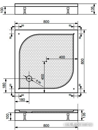 Душевой поддон Эстет Гамма 80x80 [3-0002]