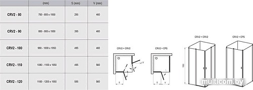 Душевая дверь Ravak CRV2 100 (серебристый/прозрачное)