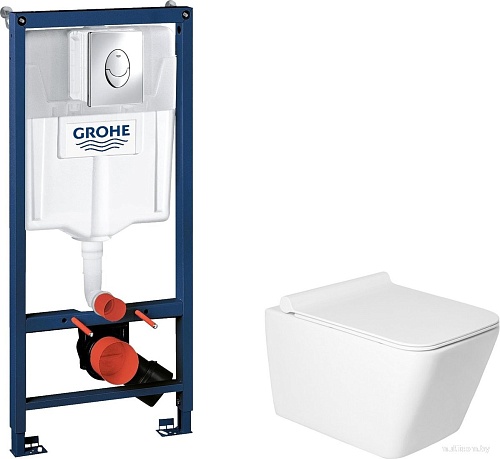 Унитаз подвесной Saniteco KW-9004W + GROHE Rapid SL 38721001