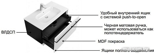 Roca Тумба под умывальник Aneto 80 857430806 (белый/черный)