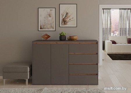 Тумба Интермебель Рио-3 Р-003 (графит серый/дуб крафт табачный)