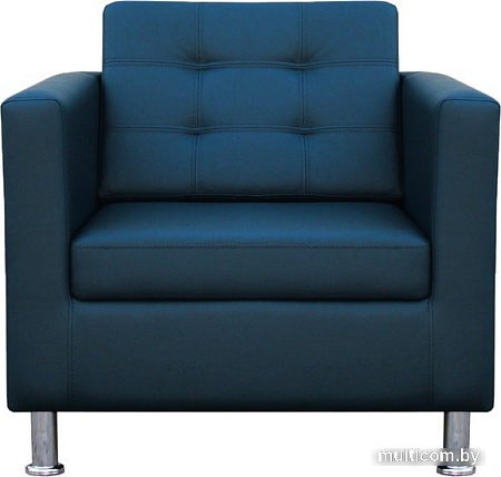 Интерьерное кресло Brioli Дилли клетка (экокожа, L18 синий)