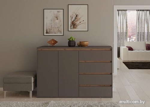 Тумба Интермебель Рио-3 Р-003 (графит серый/дуб крафт табачный)