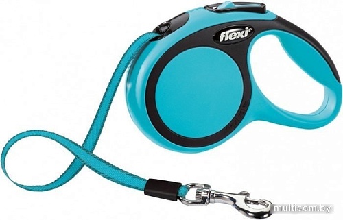 Поводок-рулетка Flexi New Comfort M Tape 5 м (голубой/черный)