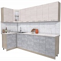 Готовая кухня Интерлиния Мила 12x28 (вудлайн кремовый-бетон-бискайская сосна)