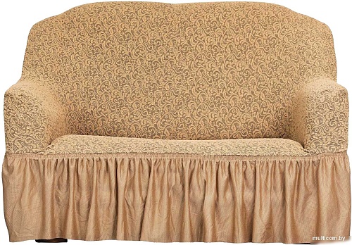 Чехол для дивана Софатэкс Люкс Венеция ПО-4 с оборкой (кофе с молоком)