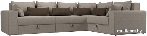 Угловой диван Лига диванов Майами Long 92 правый (рогожка бежевый/подушки бежевые/коричневые)