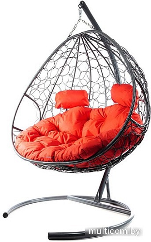 Подвесное кресло M-Group Для двоих 11450306 (серый ротанг/красная подушка)