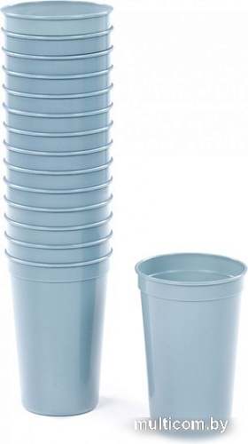 Набор стаканов для воды и напитков Полесье 74093 (15 шт, серо-голубой)