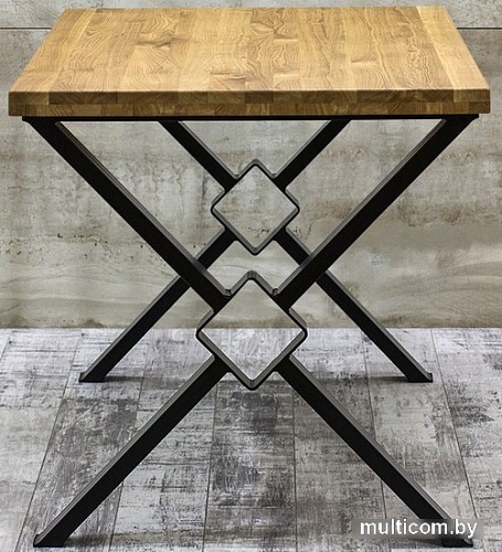 Кухонный стол Buro7 Икс-ромб 180 (классика, дуб натуральный/черный)