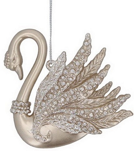 Елочная игрушка Gisela Graham Magnolia. Лебедь 15332 (золотистый)
