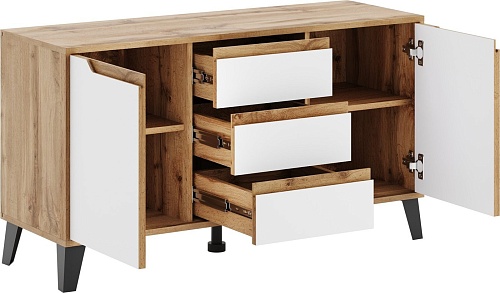 Тумба ЭлиГард Eyva RTV 2D3S (дуб вотан/белый)