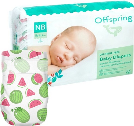 Подгузники Offspring NB 2-4 кг Арбузы (56 шт)