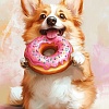 Алмазная мозаика Феникс+ Корги с пончиком 70794