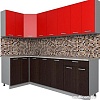 Угловая кухня Интерлиния Мила Лайт 1.2x2.4 (красный/дуб венге)