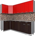 Угловая кухня Интерлиния Мила Лайт 1.2x2.4 (красный/дуб венге)