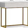 Консольный стол Shtabe Simple 7011 эко (травертин/белый/золото)