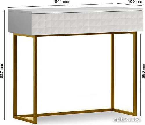 Консольный стол Shtabe Simple 7011 эко (травертин/белый/золото)