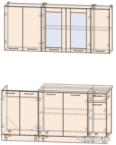 Готовая кухня Интерлиния Мила 17-60 (серебристый-дуб золотой-дуб бунратти)