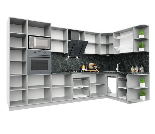 Готовая кухня Интерлиния Мила Пластик 1.68x3.4 правая (слива/слива глянец/опал светлый)