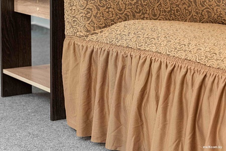 Чехол для дивана Софатэкс Люкс Венеция ПО-4 с оборкой (кофе с молоком)