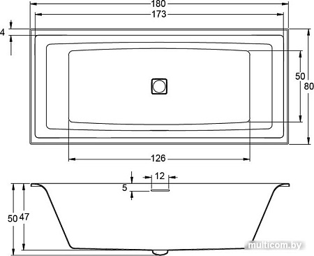 Ванна Riho Still Square 180x80 BR01005