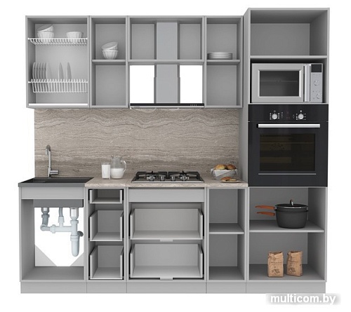 Готовая кухня Интерлиния Мила Лайт 2.3 ВТ (салатовый/дуб венге/малага)