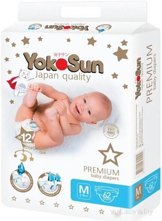 Подгузники YokoSun Premium M (62 шт)