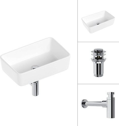 Умывальник Lauter 21674A + клапан 21190CH + сифон 21635CH (хром)