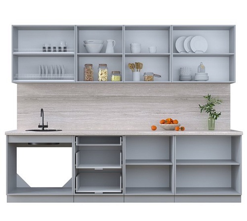 Готовая кухня Интерлиния Тренд 2.8Б (пепел/пепел/опал светлый)