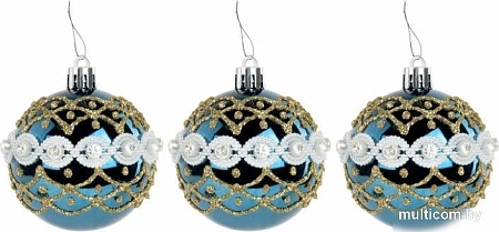 Елочная игрушка Золотая сказка 592176 (12 шт, бирюзовый/золотой)