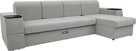 Сириус Лидер-13 с оттоманкой ППУ 330x165 (Eva 08 велюр светло-серый)