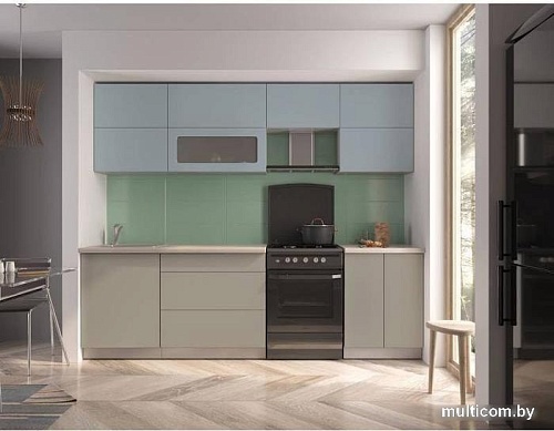 Кухня Интерлиния Интерлиния Мила Матте 2.6 Б (океан/луна/травертин серый)