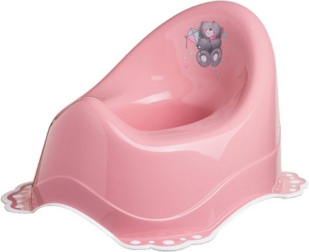 Детский горшок Maltex Мишка с противоскользящими резинками 4071 (темно-розовый/белый)