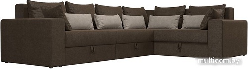 Угловой диван Лига диванов Майами Long 92 правый (рогожка коричневый/подушки коричневые/бежевые)